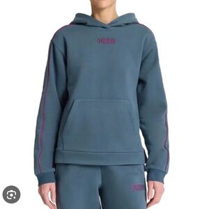 NWT Puma Women's Teal Hoodie with Pink Accents, Size Small